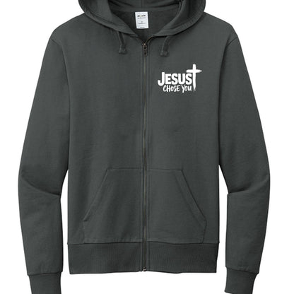 He Chose You (lion 3 crosses) Unisex Christian Full-Zip Hooded Sweatshirt - ClaimedbyGodDesigns
