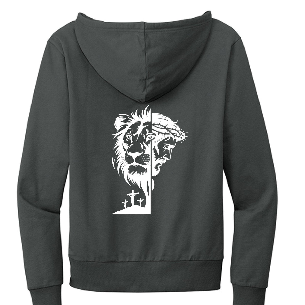 He Chose You (lion 3 crosses) Unisex Christian Full-Zip Hooded Sweatshirt - ClaimedbyGodDesigns