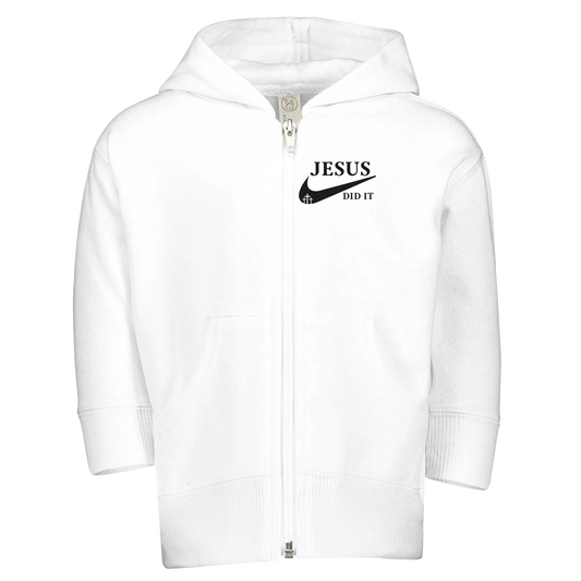He Did It Christian Toddler Zip Fleece Hooded Sweatshirt - ClaimedbyGodDesigns