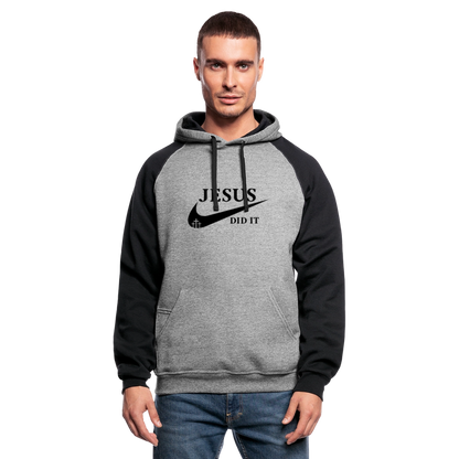 He Did It Christian Unisex Colorblock Hooded Sweatshirt - ClaimedbyGodDesigns