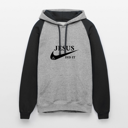 He Did It Christian Unisex Colorblock Hooded Sweatshirt - ClaimedbyGodDesigns