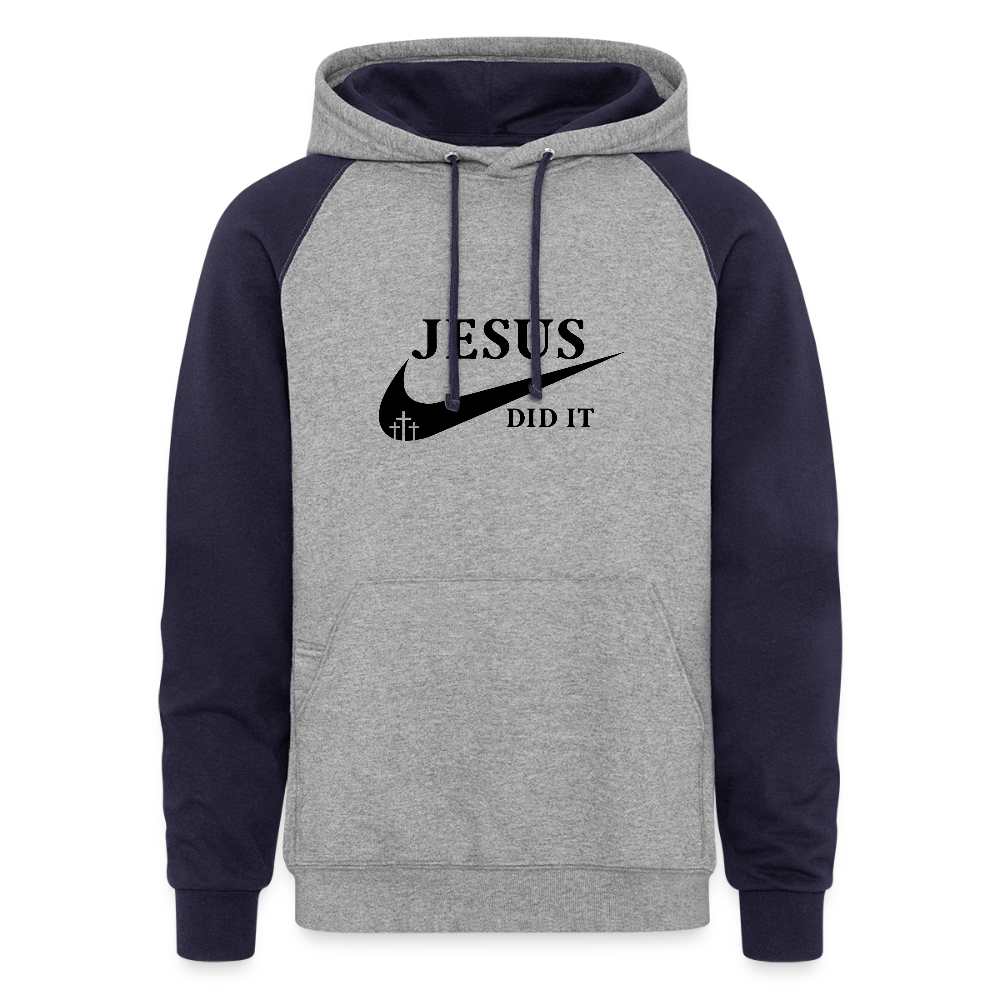 He Did It Christian Unisex Colorblock Hooded Sweatshirt - ClaimedbyGodDesigns