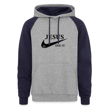 He Did It Christian Unisex Colorblock Hooded Sweatshirt - ClaimedbyGodDesigns