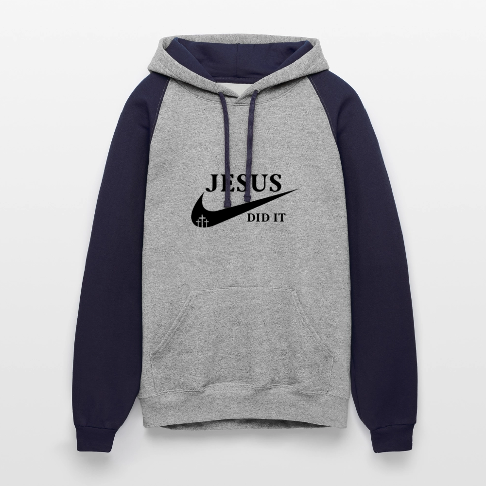 He Did It Christian Unisex Colorblock Hooded Sweatshirt - ClaimedbyGodDesigns