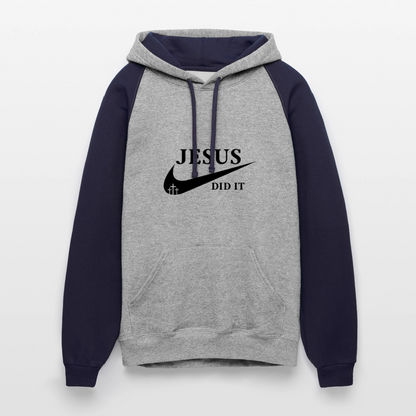 He Did It Christian Unisex Colorblock Hooded Sweatshirt - ClaimedbyGodDesigns