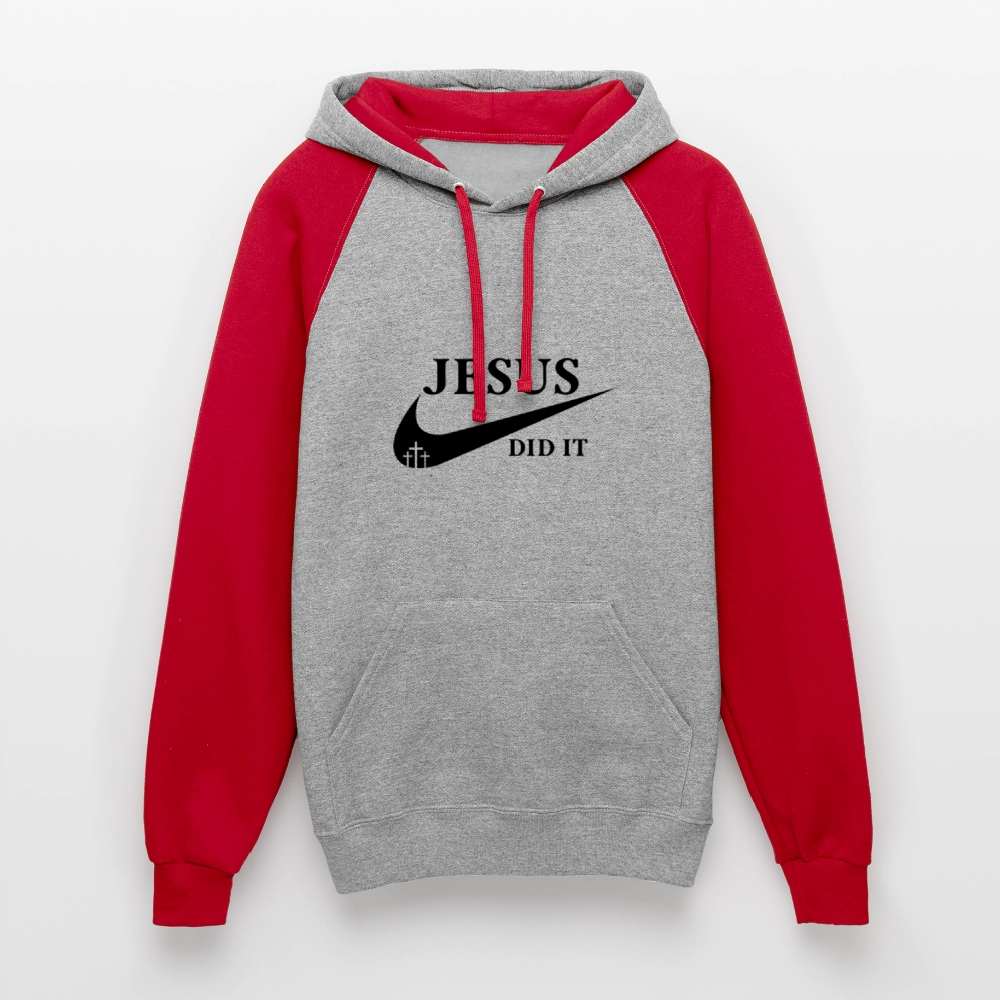 He Did It Christian Unisex Colorblock Hooded Sweatshirt - ClaimedbyGodDesigns