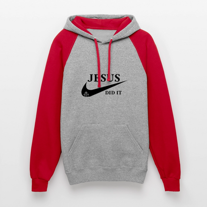 He Did It Christian Unisex Colorblock Hooded Sweatshirt - ClaimedbyGodDesigns