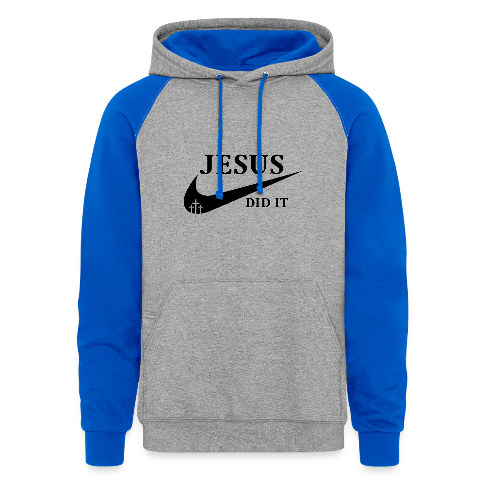 He Did It Christian Unisex Colorblock Hooded Sweatshirt - ClaimedbyGodDesigns