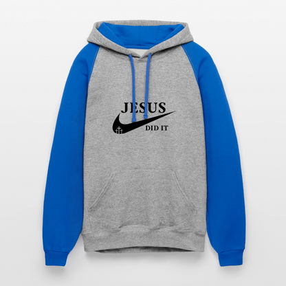 He Did It Christian Unisex Colorblock Hooded Sweatshirt - ClaimedbyGodDesigns