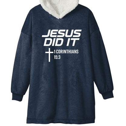 He Did It Unisex Premium Wearable Blanket - ClaimedbyGodDesigns