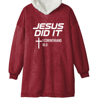 He Did It Unisex Premium Wearable Blanket - ClaimedbyGodDesigns