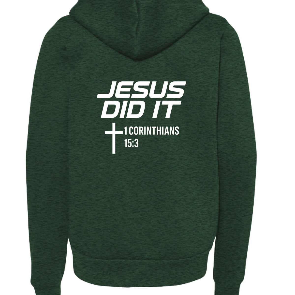 He Did It Youth Christian Fleece Full-Zip Hooded Sweatshirt - ClaimedbyGodDesigns