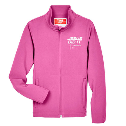 He Did It Youth Christian Soft Shell Jacket - ClaimedbyGodDesigns
