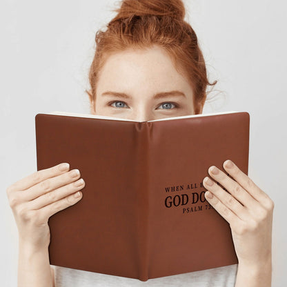 He Doesnt Fail Engraved Brown Christian Journal Diary Gift for Friends Family - ClaimedbyGodDesigns