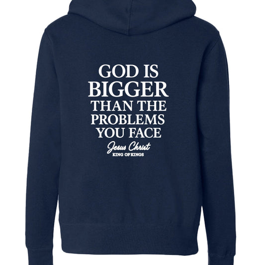 He Is Bigger Christian Unisex Full-Zip Hooded Sweatshirt - ClaimedbyGodDesigns