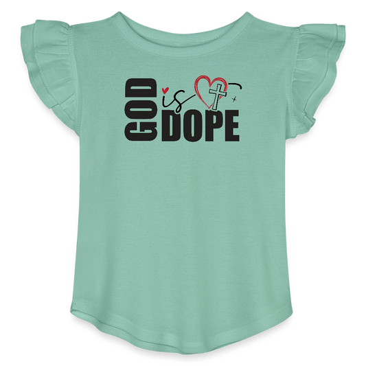 He Is Dope Christian Toddler Girls Flutter T-shirt - ClaimedbyGodDesigns