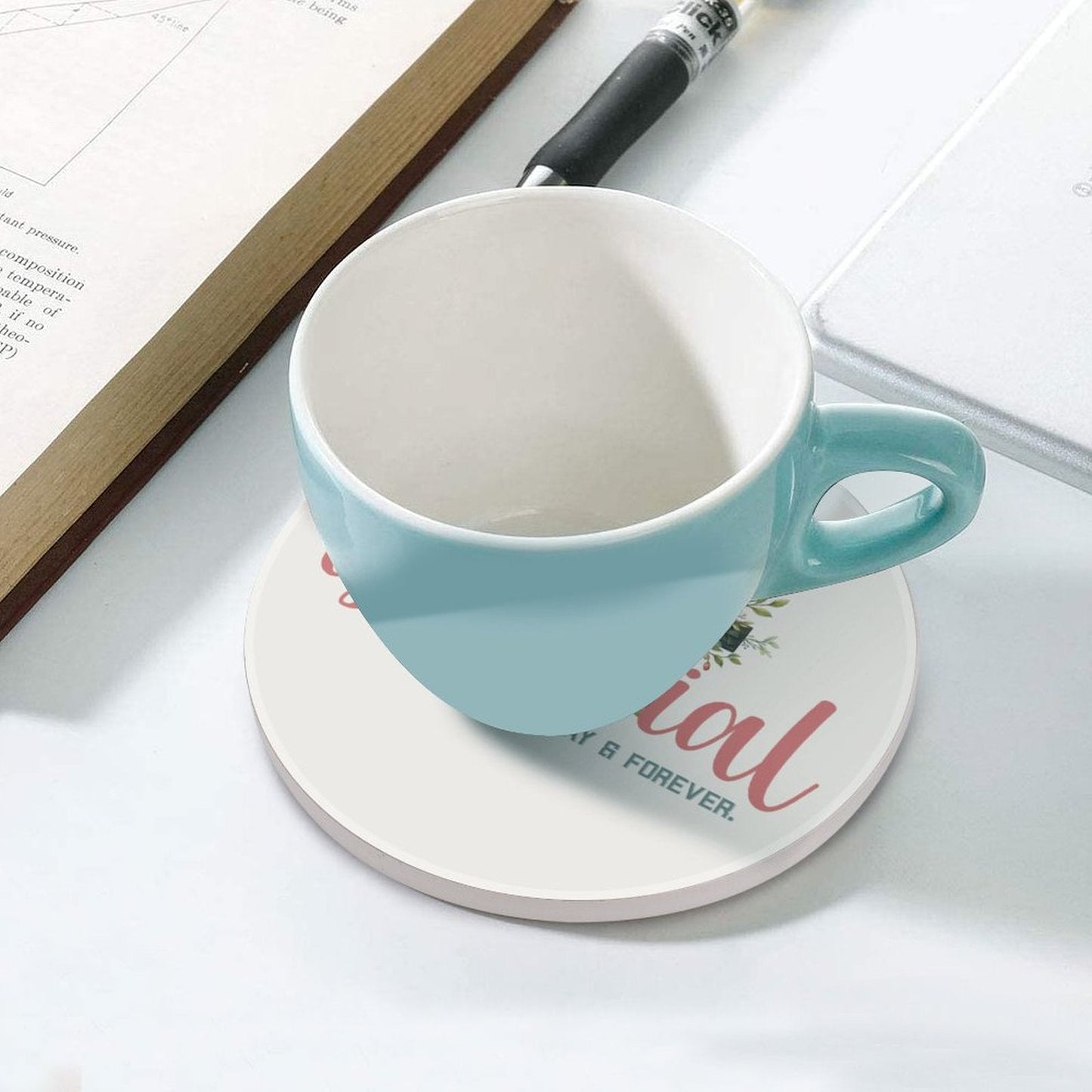 He Is Essential Christian Round Ceramic Coaster - ClaimedbyGodDesigns