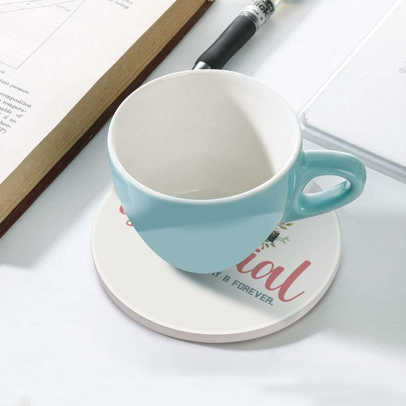 He Is Essential Christian Round Ceramic Coaster - ClaimedbyGodDesigns