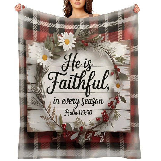 He Is Faithful Christian Flannel Throw Blanket - ClaimedbyGodDesigns