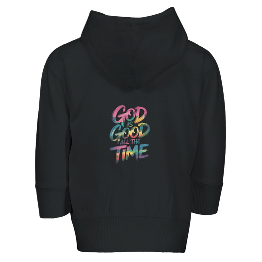 He Is Good Christian Toddler Zip Fleece Hooded Sweatshirt - ClaimedbyGodDesigns