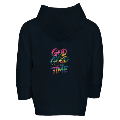 He Is Good Christian Toddler Zip Fleece Hooded Sweatshirt - ClaimedbyGodDesigns