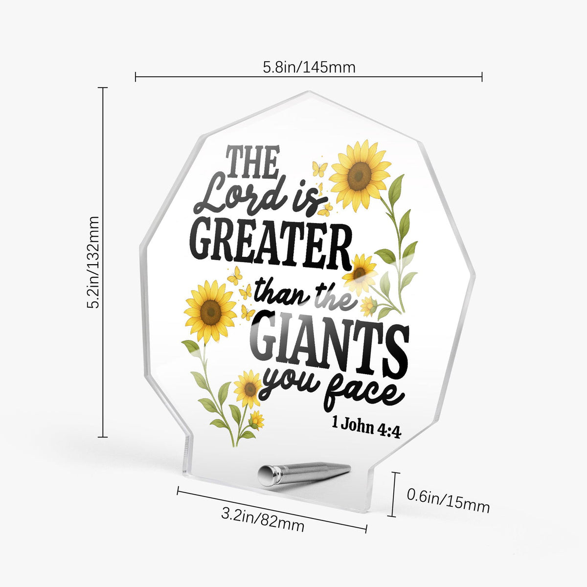 He Is Greater Than The Giants You Face Christian Acrylic Night Light with Stand - Polygon - ClaimedbyGodDesigns