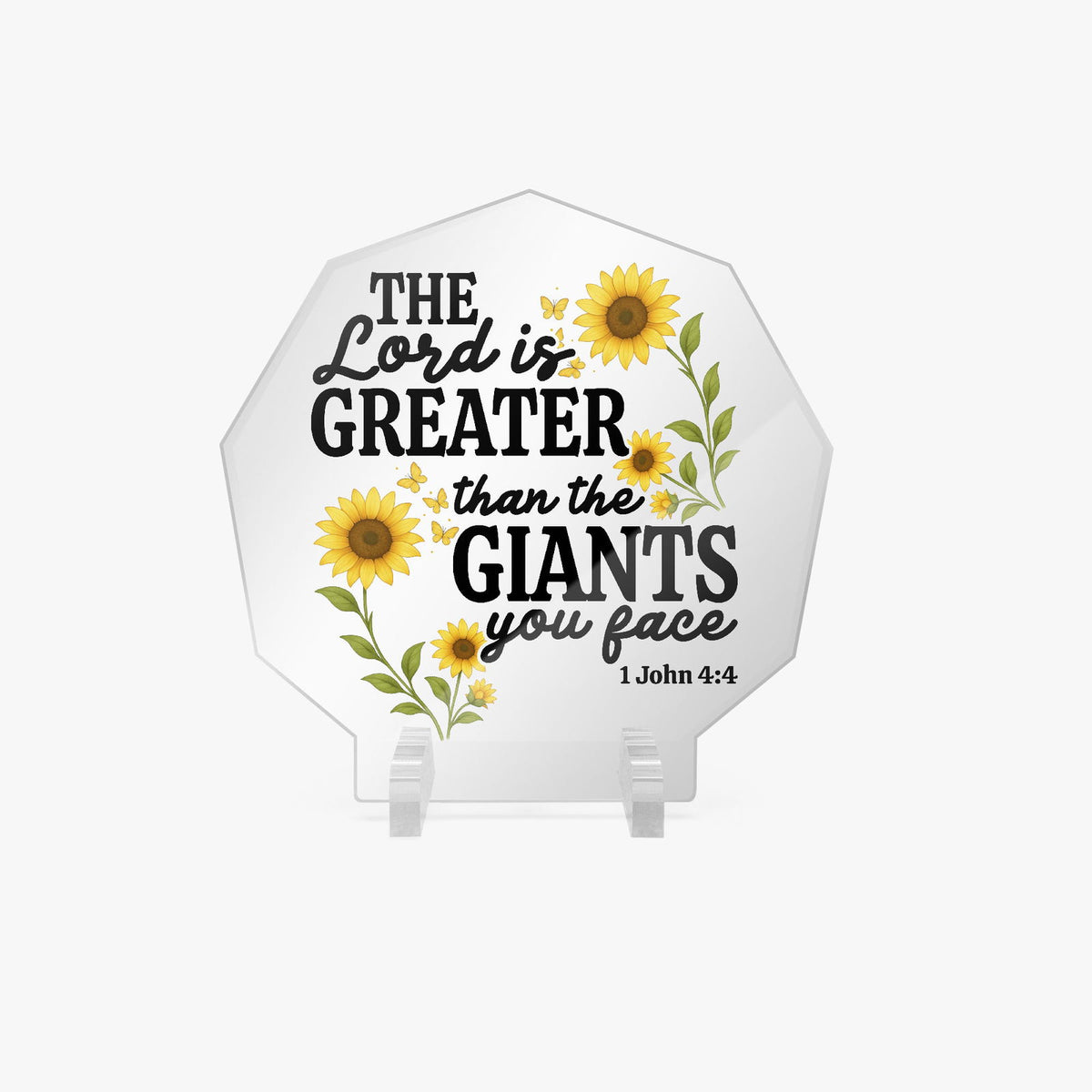 He Is Greater Than The Giants You Face Christian Acrylic Night Light with Stand - Polygon - ClaimedbyGodDesigns