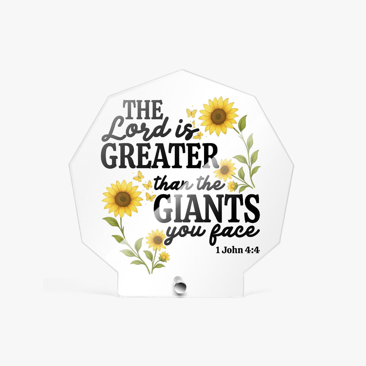 He Is Greater Than The Giants You Face Christian Acrylic Night Light with Stand - Polygon - ClaimedbyGodDesigns