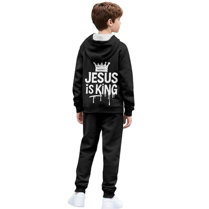 He Is King Youth Christian Zippered Sportswear Outfit - ClaimedbyGodDesigns