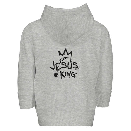 He Is King  Toddler Christian Zip Fleece Hooded Sweatshirt - ClaimedbyGodDesigns