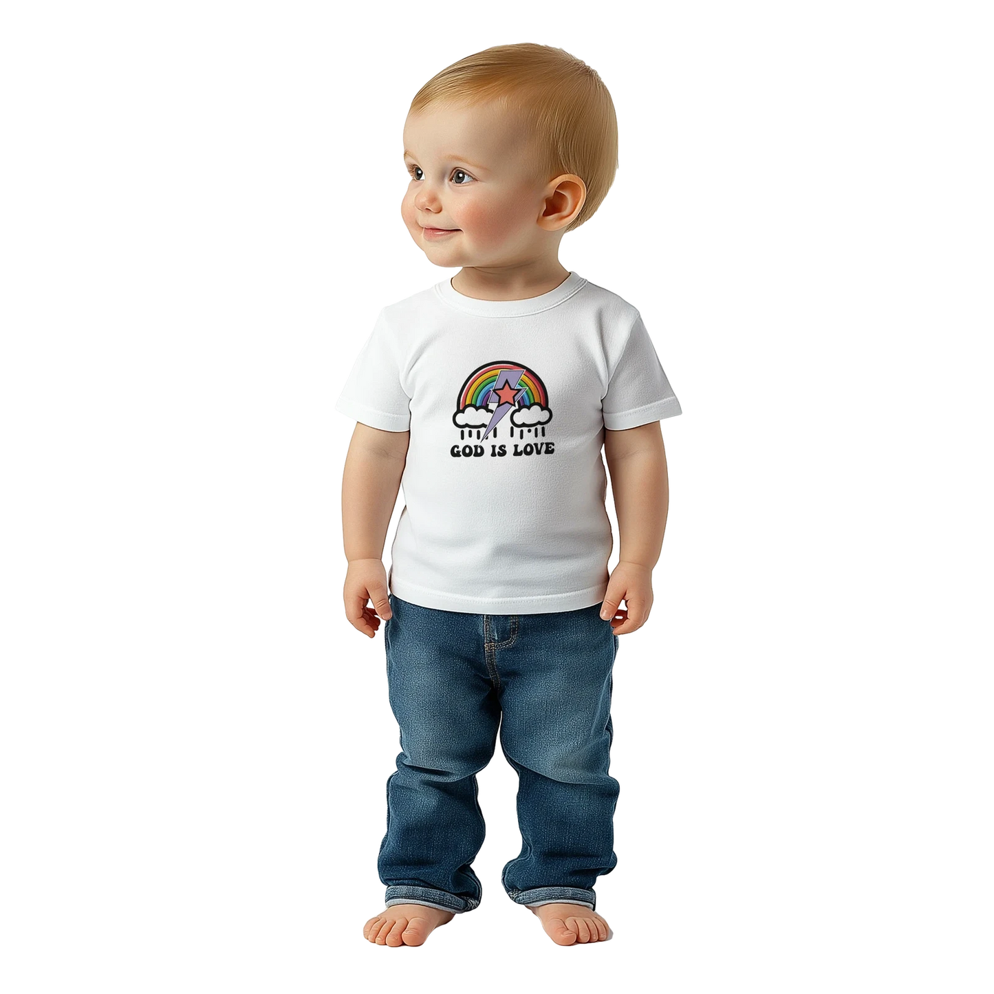 He Is Love Christian Baby Crewneck T-shirt - ClaimedbyGodDesigns