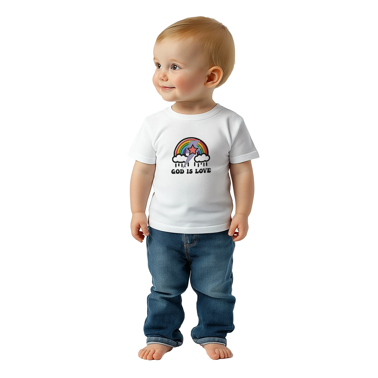 He Is Love Christian Baby Crewneck T-shirt - ClaimedbyGodDesigns