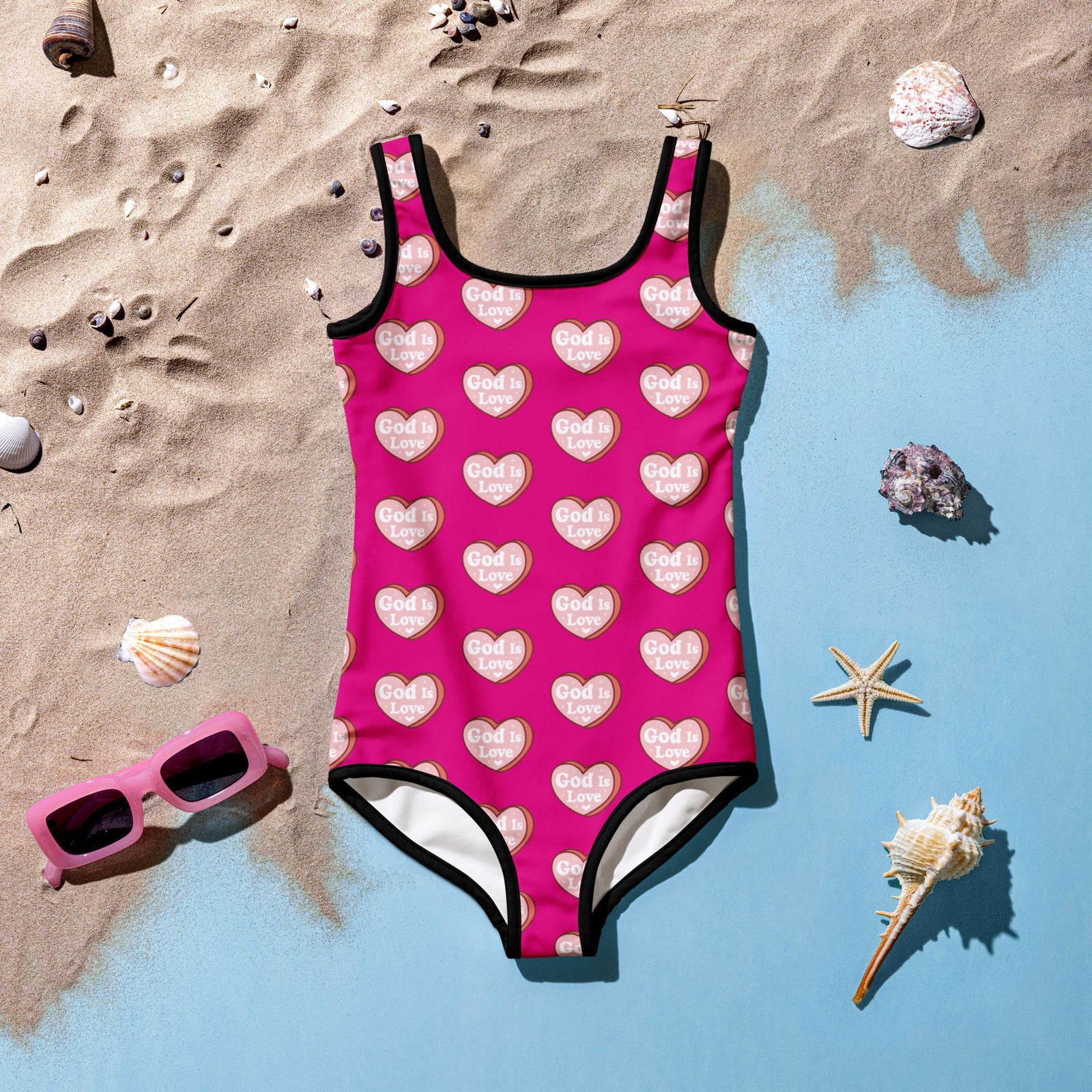 He Is Love Christian Kids Swimsuit - ClaimedbyGodDesigns