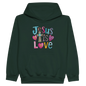 He Is Love Christian Midweight Fleece Youth Hooded Sweatshirt - ClaimedbyGodDesigns