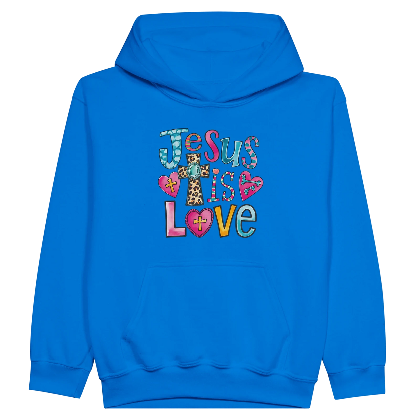 He Is Love Christian Midweight Fleece Youth Hooded Sweatshirt - ClaimedbyGodDesigns