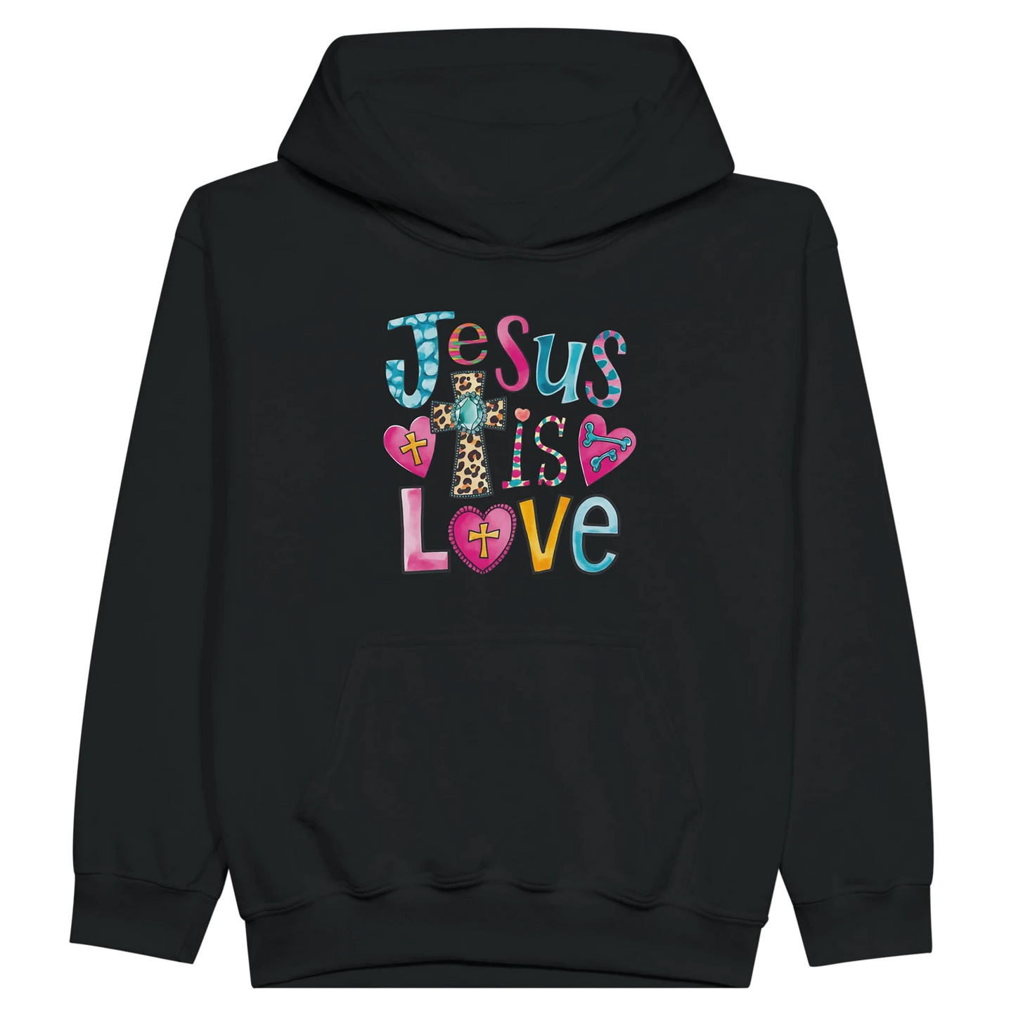 He Is Love Christian Midweight Fleece Youth Hooded Sweatshirt - ClaimedbyGodDesigns