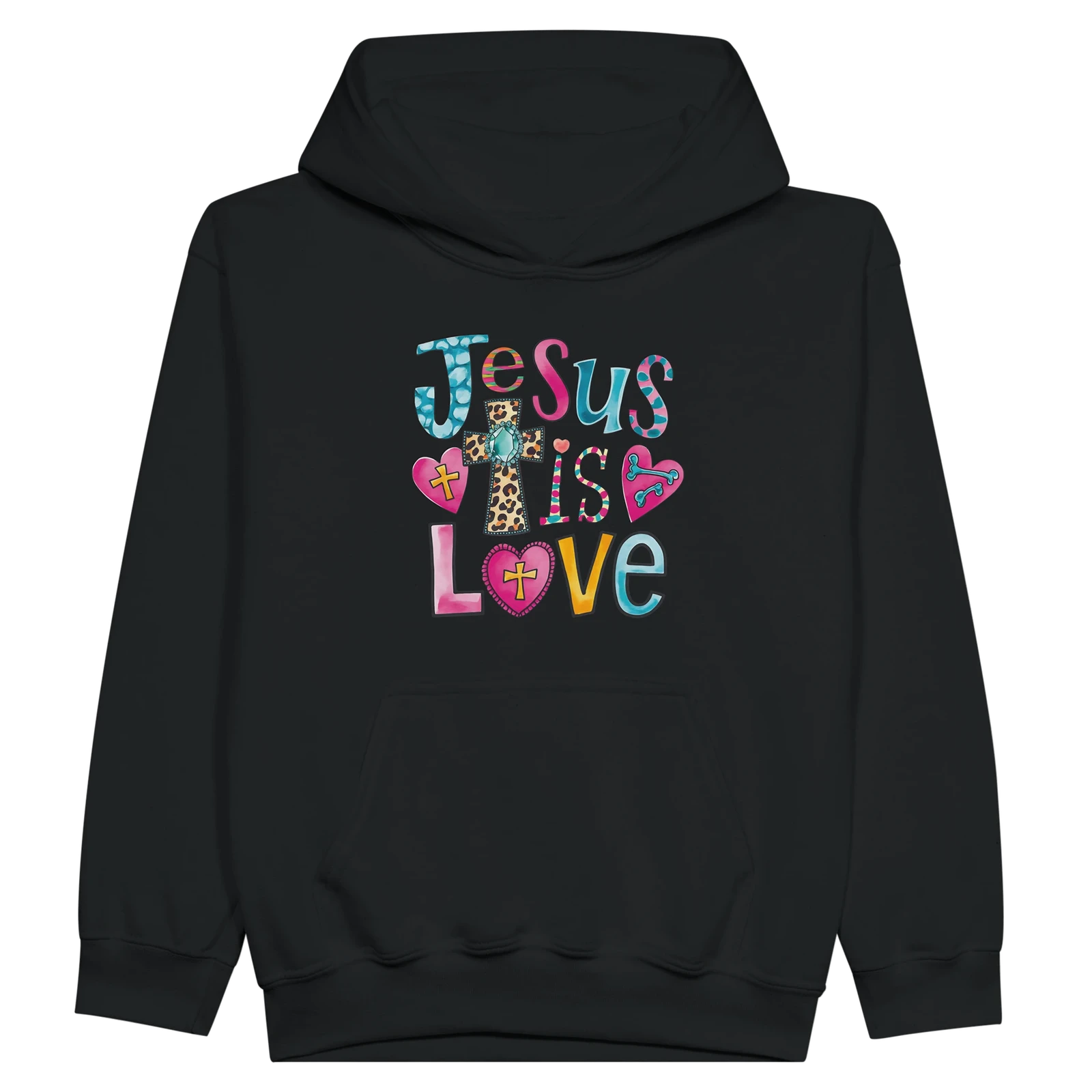 He Is Love Christian Midweight Fleece Youth Hooded Sweatshirt - ClaimedbyGodDesigns