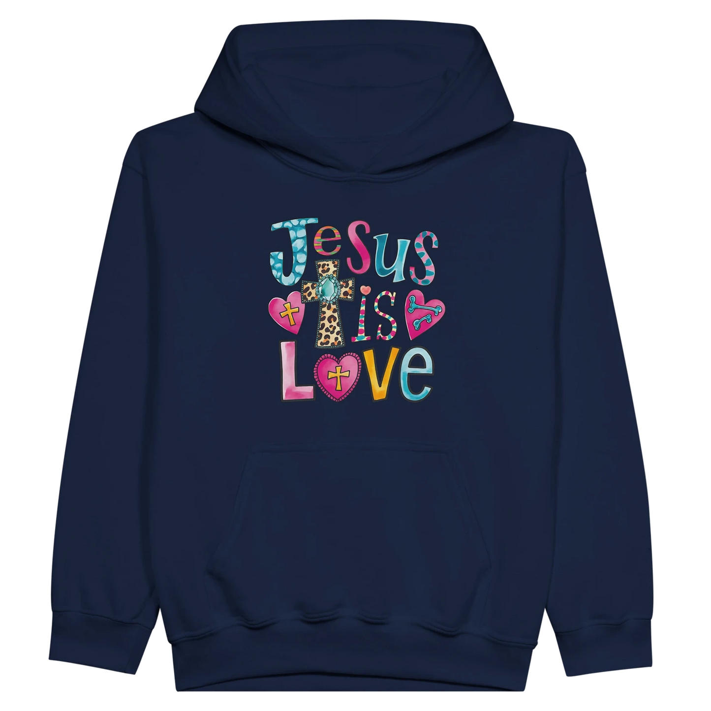 He Is Love Christian Midweight Fleece Youth Hooded Sweatshirt - ClaimedbyGodDesigns