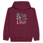He Is Love Christian Midweight Fleece Youth Hooded Sweatshirt - ClaimedbyGodDesigns