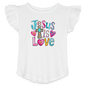 He Is Love Christian Toddler Girls Flutter T-shirt - ClaimedbyGodDesigns