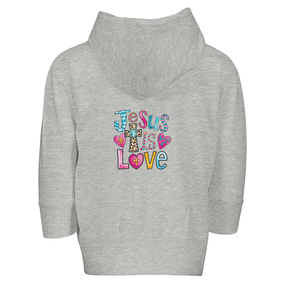 He Is Love Christian Toddler Zip Fleece Hooded Sweatshirt - ClaimedbyGodDesigns