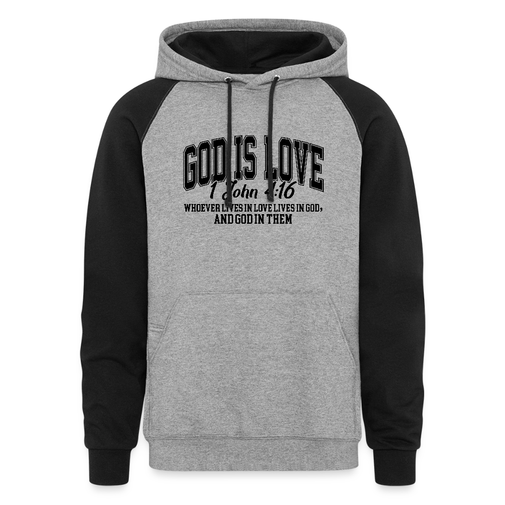 He Is Love Christian Unisex Colorblock Hooded Sweatshirt - ClaimedbyGodDesigns