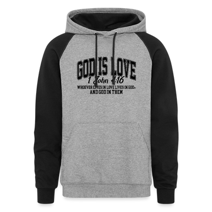 He Is Love Christian Unisex Colorblock Hooded Sweatshirt - ClaimedbyGodDesigns