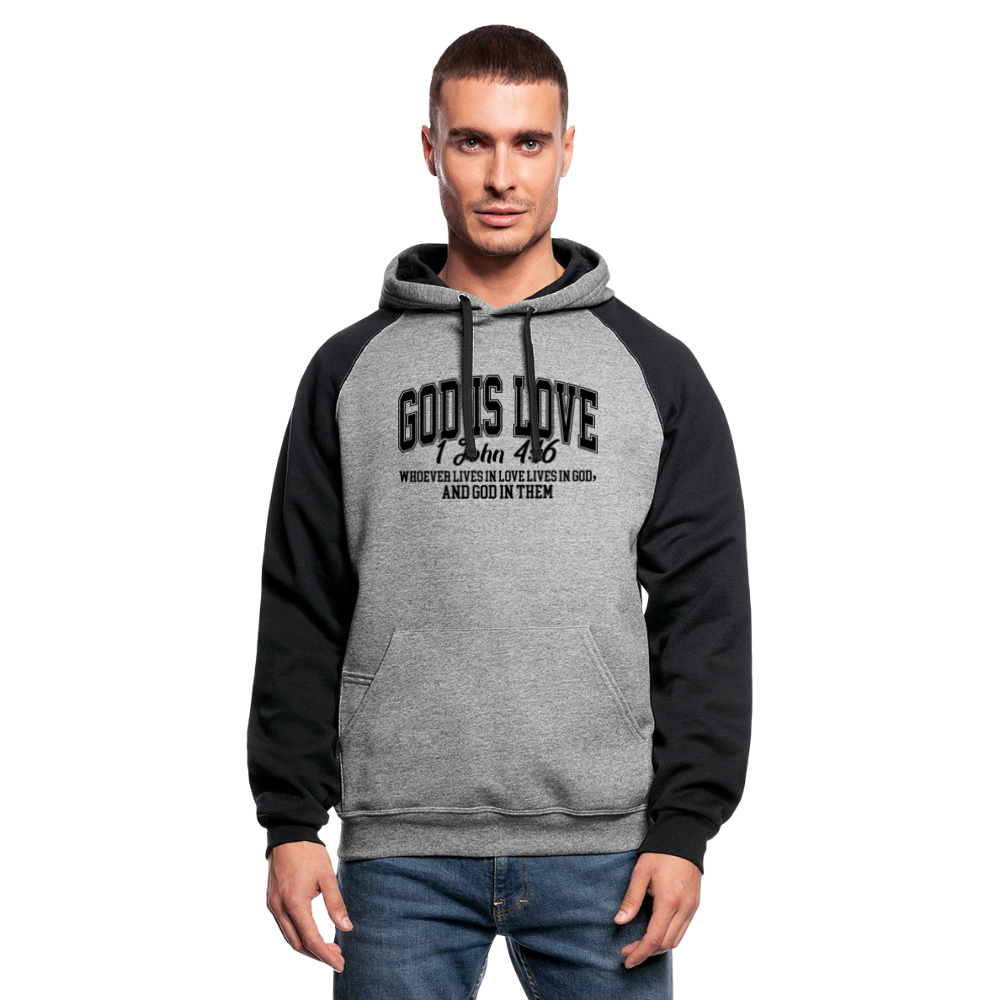 He Is Love Christian Unisex Colorblock Hooded Sweatshirt - ClaimedbyGodDesigns