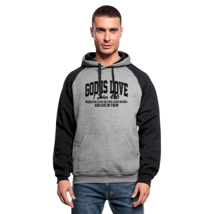 He Is Love Christian Unisex Colorblock Hooded Sweatshirt - ClaimedbyGodDesigns