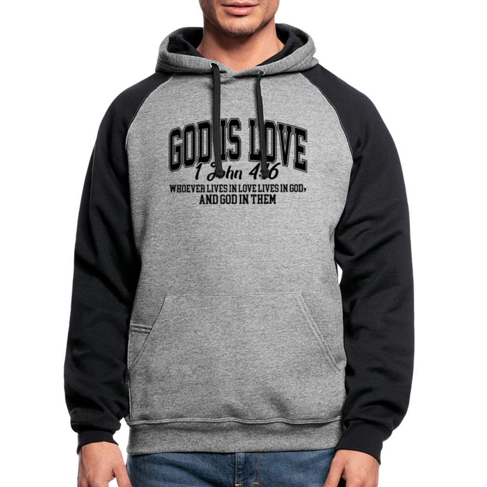 He Is Love Christian Unisex Colorblock Hooded Sweatshirt - ClaimedbyGodDesigns