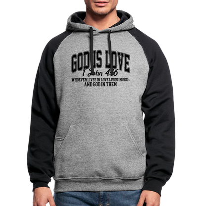 He Is Love Christian Unisex Colorblock Hooded Sweatshirt - ClaimedbyGodDesigns
