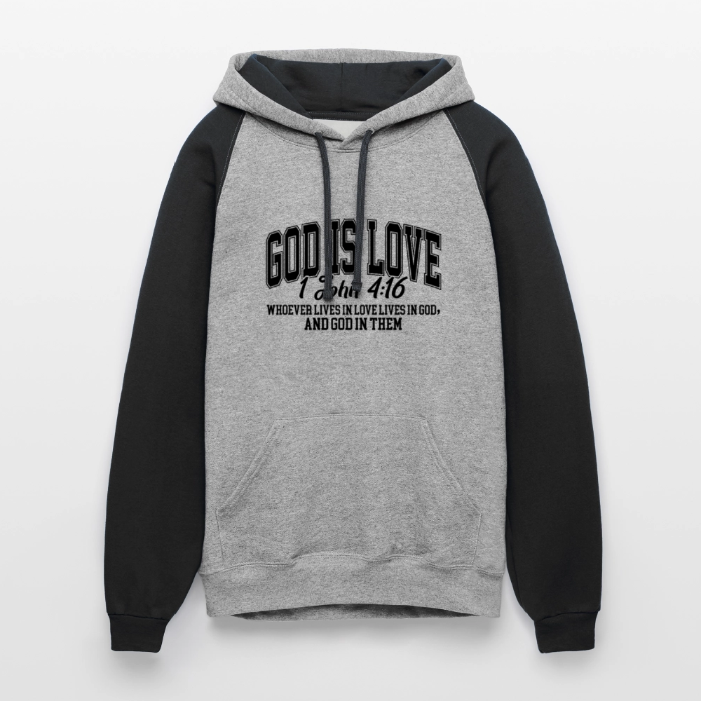 He Is Love Christian Unisex Colorblock Hooded Sweatshirt - ClaimedbyGodDesigns