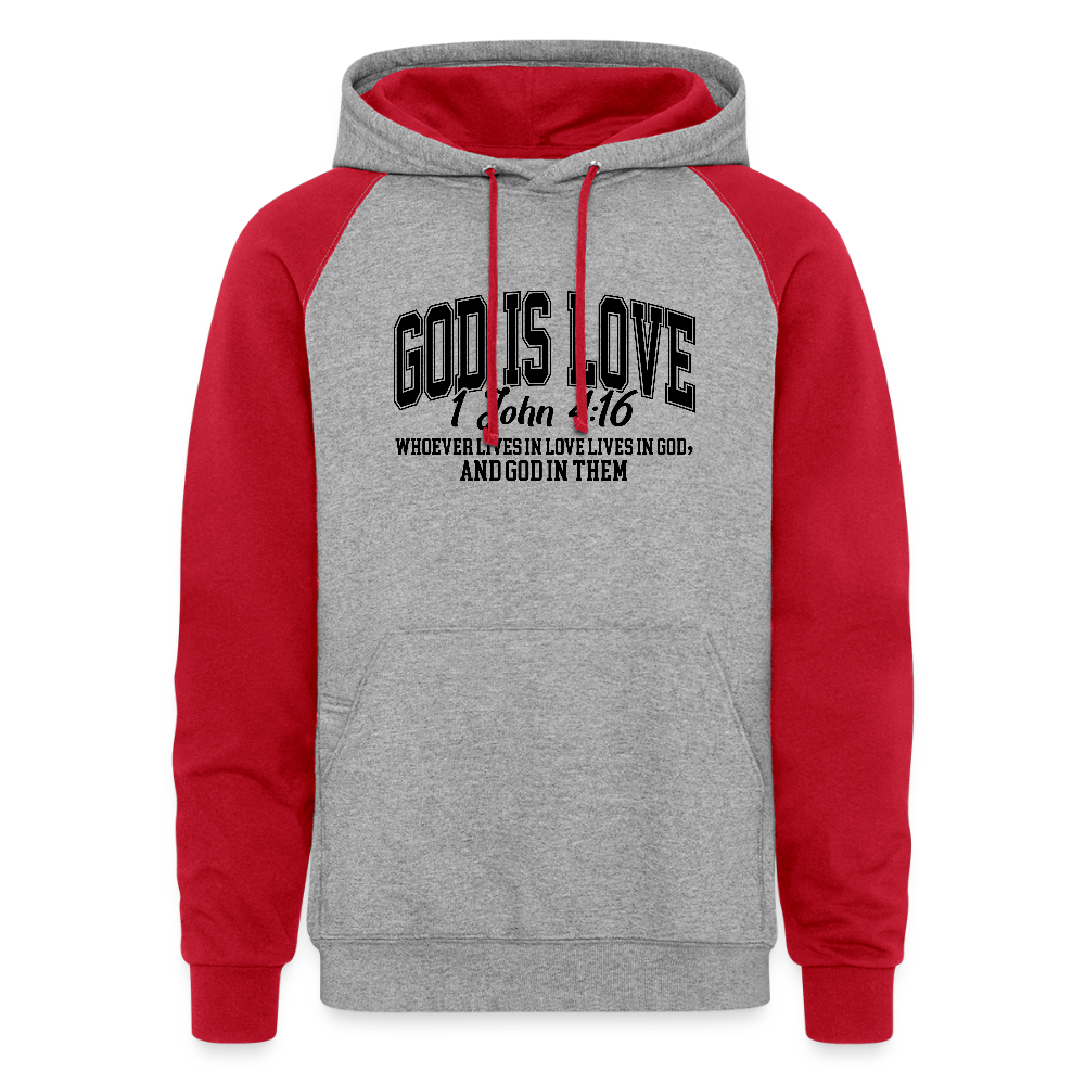 He Is Love Christian Unisex Colorblock Hooded Sweatshirt - ClaimedbyGodDesigns