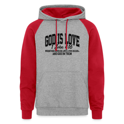 He Is Love Christian Unisex Colorblock Hooded Sweatshirt - ClaimedbyGodDesigns